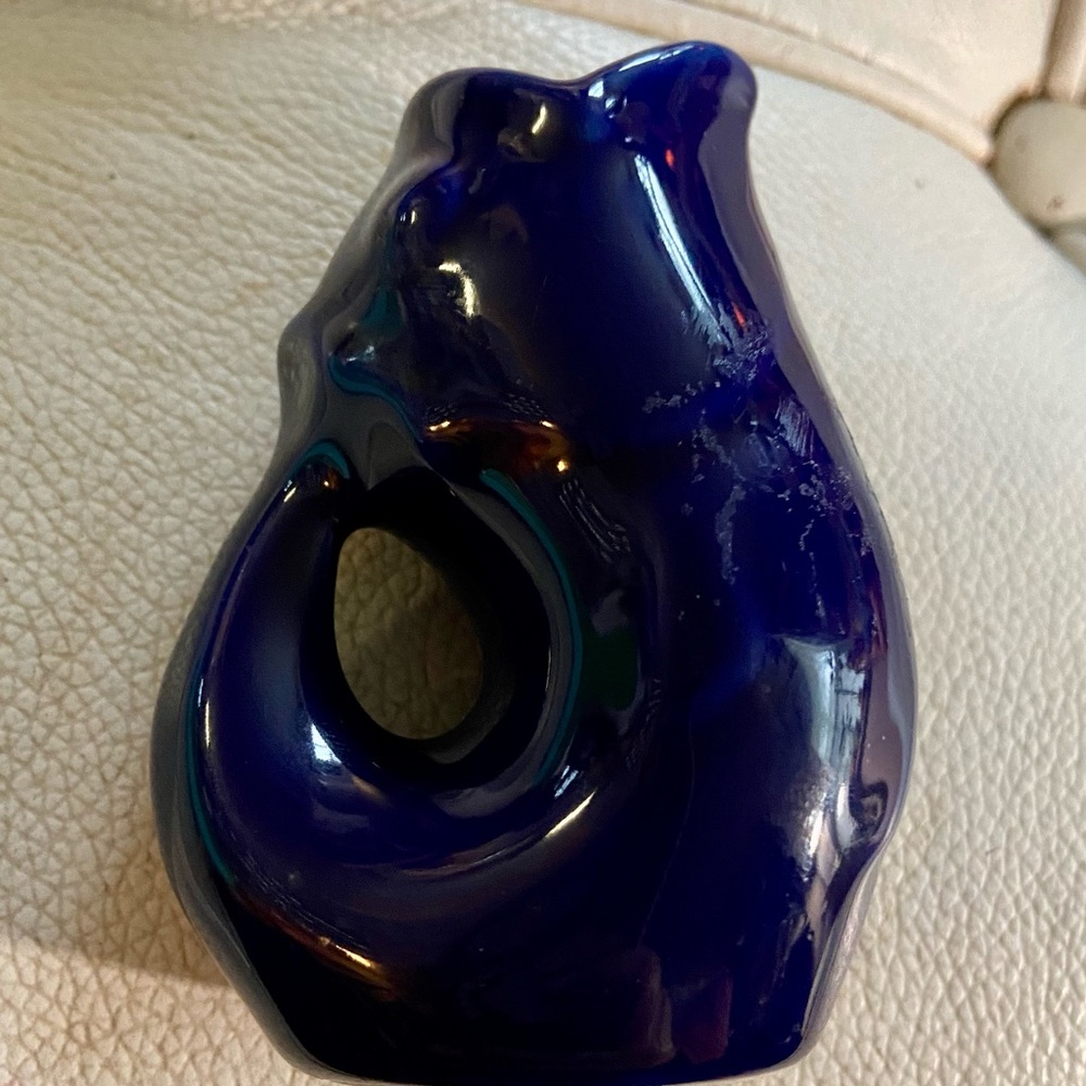 Gurgle pot hanging charm / ornament ceramic navy blue
